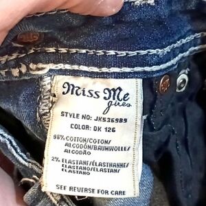 Miss Me Dark Blue Jeans with Shimmering Silver Embellishments